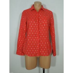 BANANA REPUBLIC Shirt XS Womens Red Printed Button Front